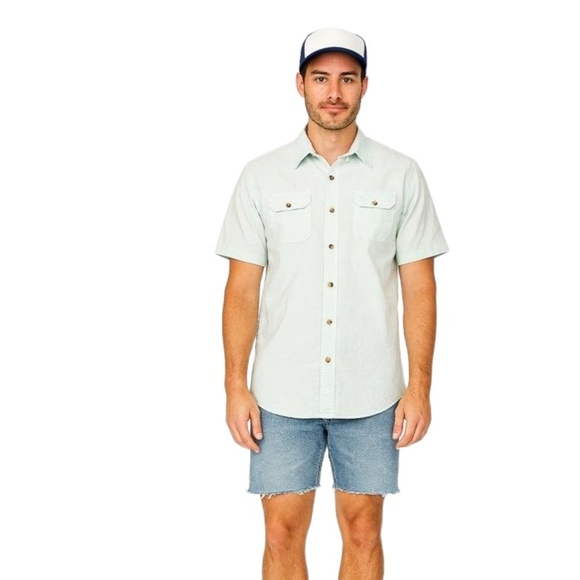 Lee Light Blue Short Sleeve Button Up Two Chest Pockets Casual Shirt Large - Picture 1 of 5